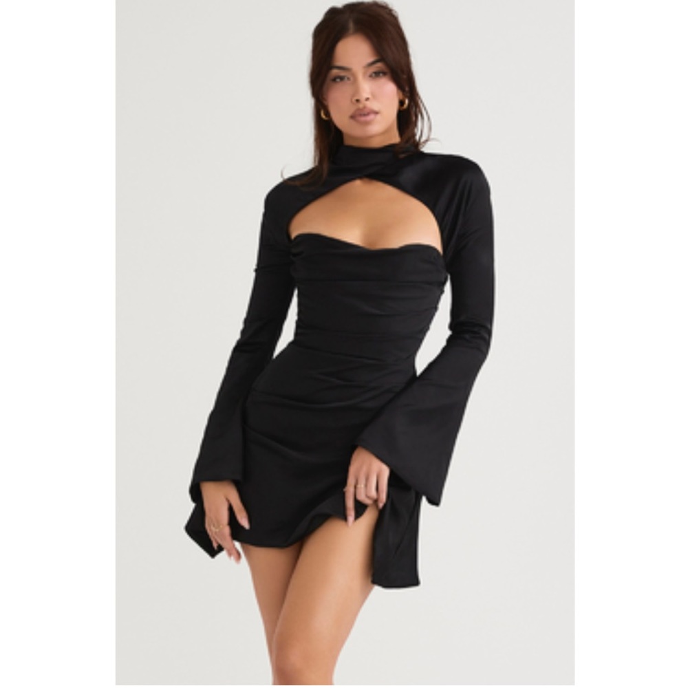 House of CB Toira Black Draped Corset Dress